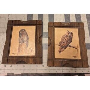 Bob Haynes Owl 1973 Wood Plaque set
